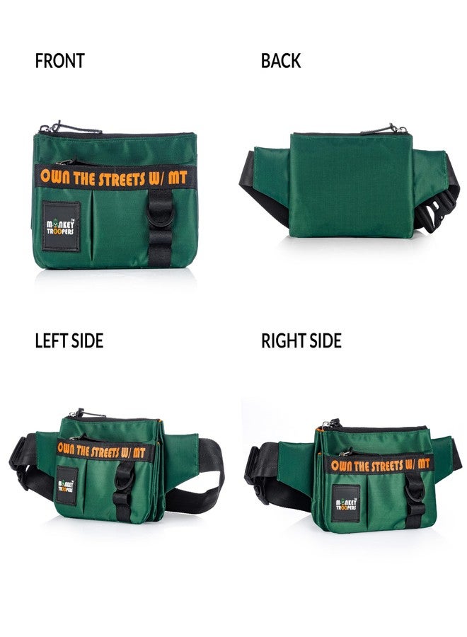 MONKEY TROOPERS Pockstar Waist Bag, Crossbody, Chest Bag for Men Women Girls Boys, Lightweight, Durable, Travel, Hikking, Casual, Dailyuse, Water Resistant (Dark Green) - Image 5